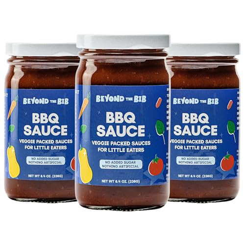 Beyond the Bib All Natural Toddler Sauces for Picky Eaters - Hidden Vegetables, No Added Sugar, Quick & Healthy Mealtime Solution - For 24+ Months (Tomato, BBQ, Sweet Mustard)