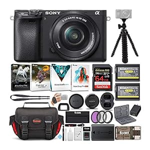 Sony a6400 Mirrorless Digital Camera and 16-50mm Lens Bundle with 64 GB SDXC Card, Filter Kit, Batteries and Charger Set…