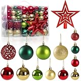 Romicta Weihnachtsdeko Weihnachtskugeln 101tlg Set, Christbaumkugeln Glitzernden Weihnachtskugeln, bruchsicherer Kunststoff Christbaumschmuck mit Box für Adventskalender Weihnachts Deko