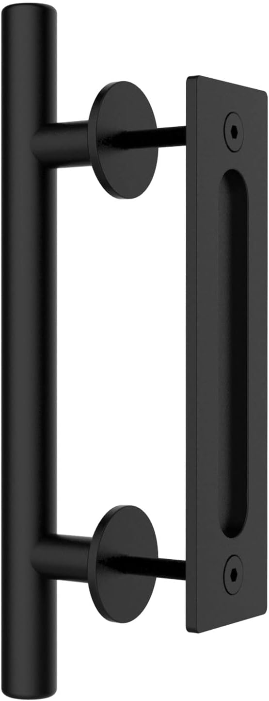 TSMST30CM Sliding Door Handle Double Sided Barn Door Handle Embedded Invisible Alloy Steel Frosted Black