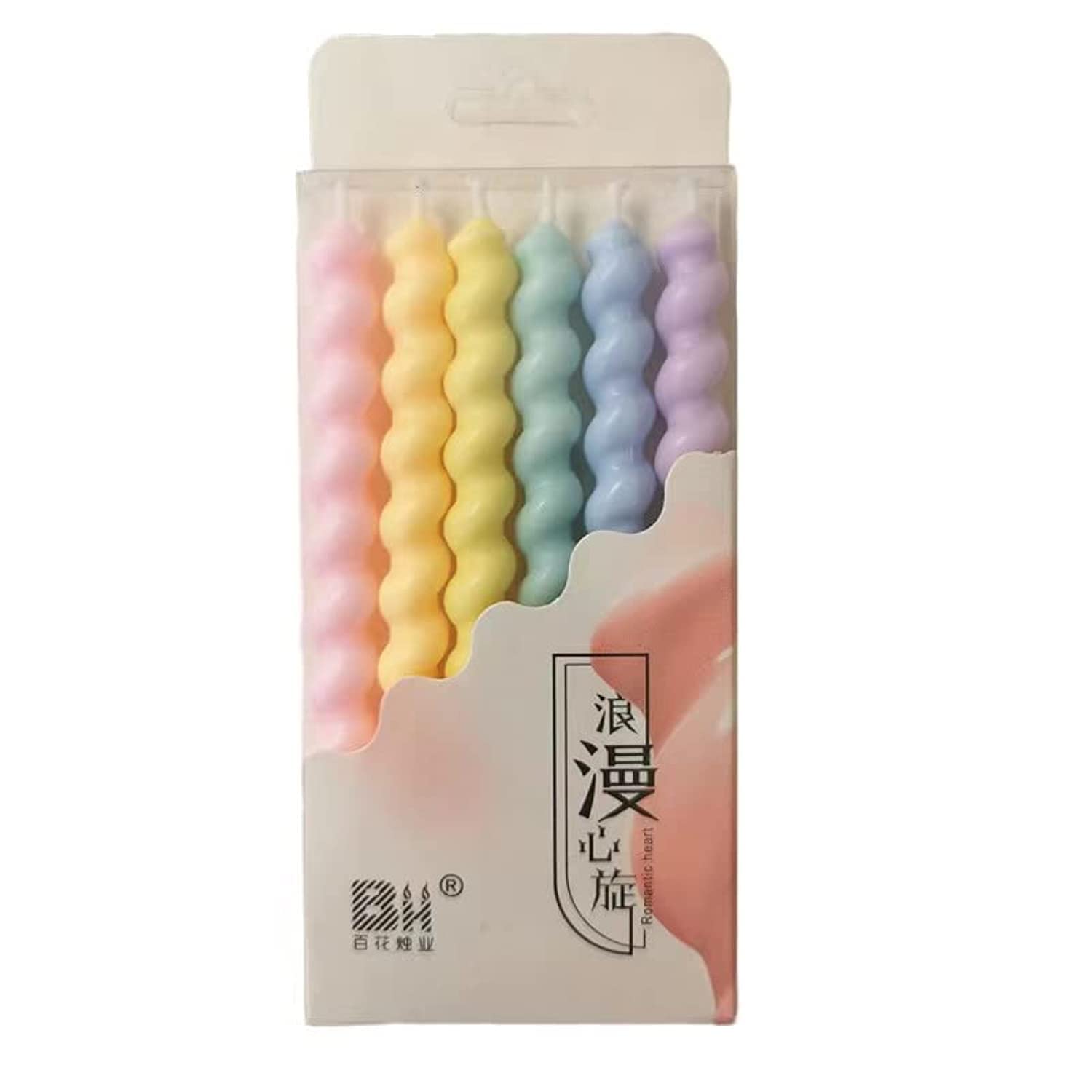 Pastel Spiral Birthday Candles for Birthdays, Weddings, Gender Reveal, Bride-to-be 6 pcs for Unicorn, Mermaid, Princess, My Little Pony, Barbie, Rainbow, Macaron, Candy Theme (Candy Candles)