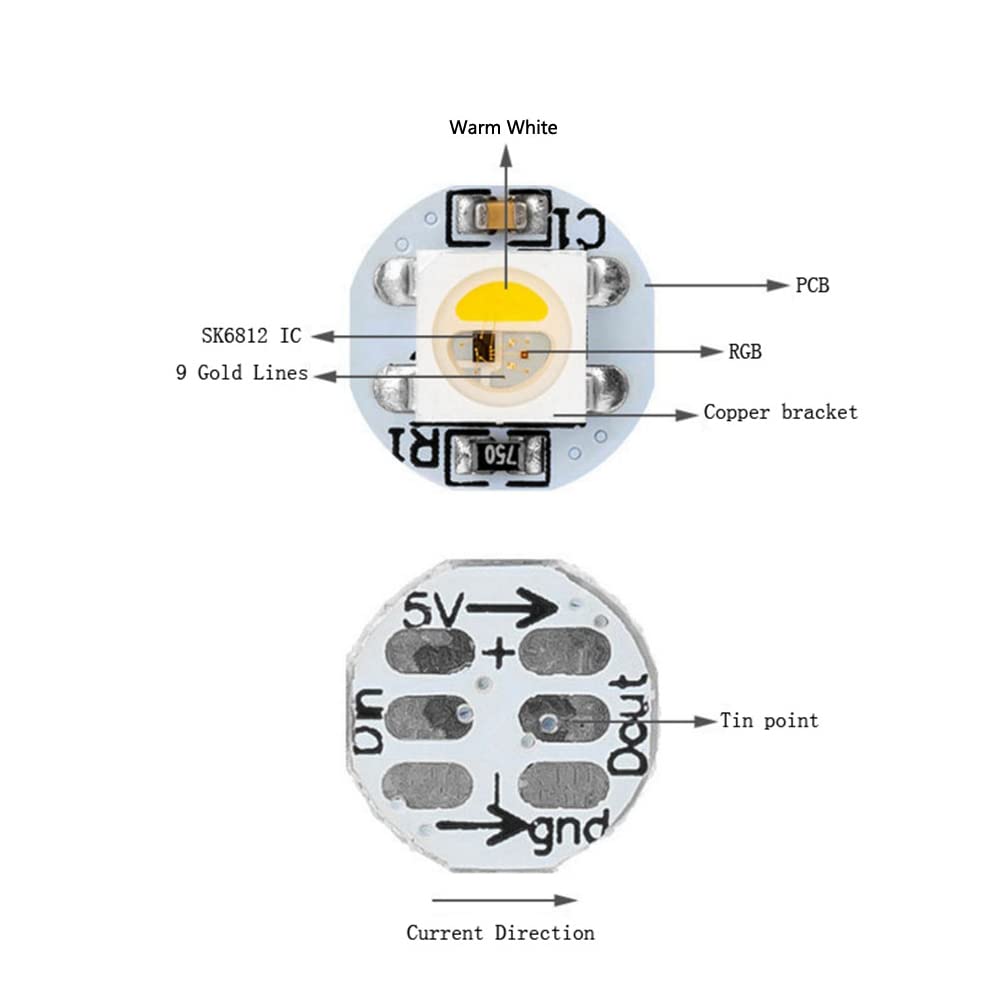 WS2812B Lot De 100 Fils En Alliage ECO RVB 5050 Avec Dissipateur Thermique PCB (10 Mm X 3 Mm) Puces LED SMD Blanches