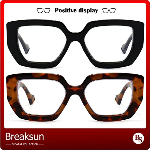 Image of Breaksun Thick Frame Blue Light Glasses for Women Men Fashion Oversized Square Computer Gaming Eyeglasses