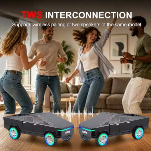 Image of WSTER WS-580L Cyberpunk Truck Bluetooth Speaker with RGB Wheels (Black)