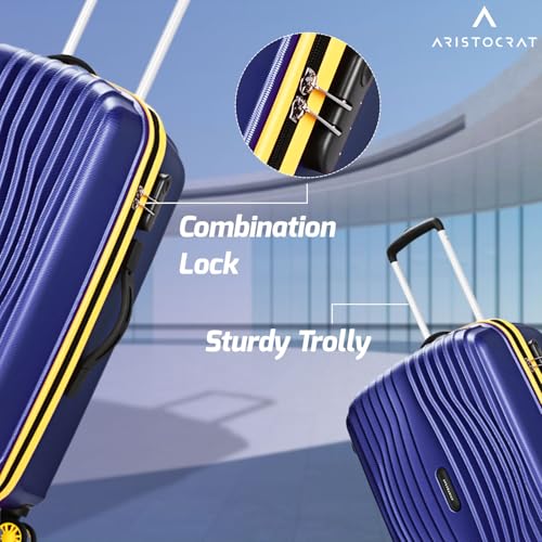 Image of Aristocrat Vortex Plus | Set of 2 Trolley Bag, 55+65 Cm, Small+Medium Hardside Luggage | 8 Wheels, Combination Lock | Polycarbonate | 3 Year International Warranty | Midnight Blue