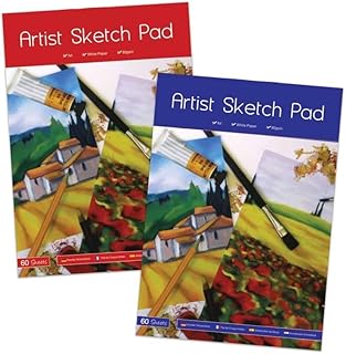 2 Packs of A4 Sketchbook Drawing Paper - Sketch Pad Kids Coloring Book and Art Paper - Easy to Use Doodle Pad with 80 GSM 60 Sheets Each
