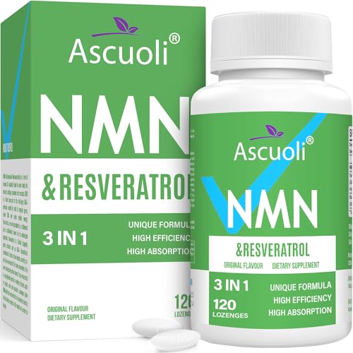 Sublingual NMN 500mg + Trans-Resveratrol 400mg, 3-in-1 Advanced Formula 99% Pure NMN Resveratrol Supplement for Boost* NAD, Cell, Immune, Energy & Muscle, Anti-Aging, 120 Lozenges, 120-Day Supply
