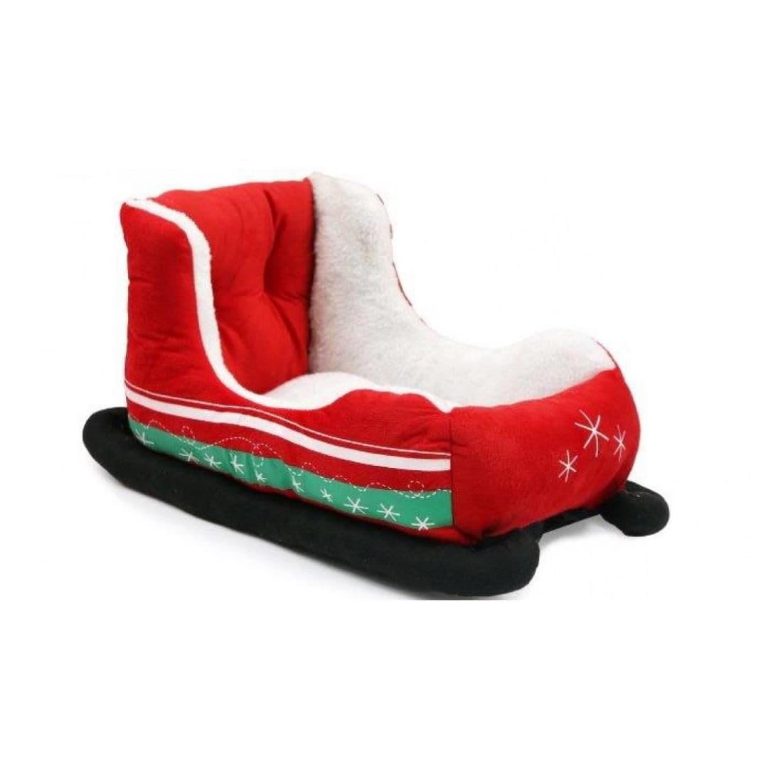 Rajani Pet Christmas Sleigh Bed for Cats and Small Dogs - Festive Soft Cozy Holiday Bed - Decor, Ornaments