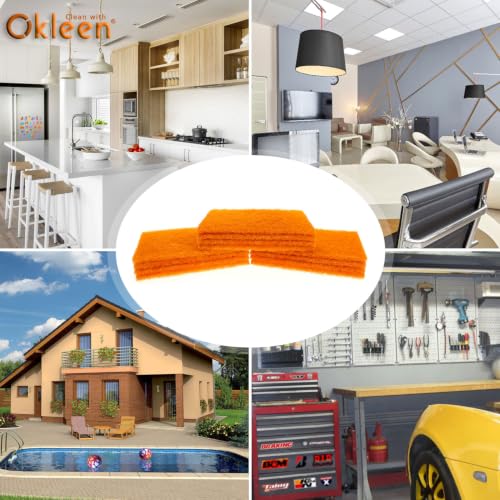 Image of Scour Pads. Made in Europe. 12 Pack, Orange, 4 x 6 Inch Odorless General Purposes Scouring Scrubbers for Cleaning Dishes, Cutlery & Kitchen Stuff, Garage & Garden Tools, Grills & Outdoor Things
