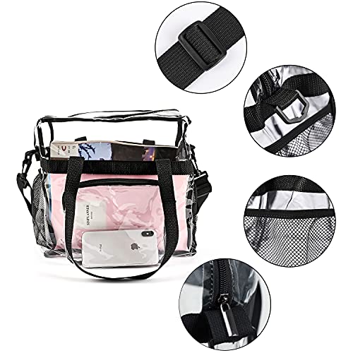 Valleycomfy 2Pcs Clear Bags Stadium Approved, Security Travel & Gym Clear Stadium Bags For Work,Sports & Concerts -12 X12 X6 (Black) #TOP3