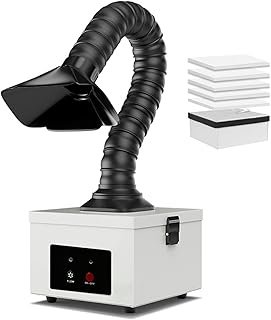 Extractor de humos de 45W con filtro complejo 2 en 1, aspirador de escritorio 207 m³/h con 4 prefiltros adicionales, purificador portátil para humos de soldadura, vapores láser y polvo fino (Blanco)