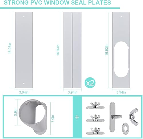 Miniatura 3 de Kit de ventana de CA portátil con manguera de escape, kits de aire acondicionado, piezas de sellos ajustables para ventana corrediza, kit de