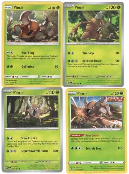 Pinsir Pokemon 4 Card Lot - Sun Moon Evolving Skies 151-001/203 - Beetle Bug