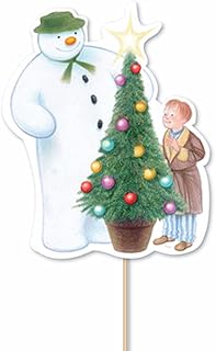 Anniversary House Official The Snowman™ Christmas Cake Topper, Festive Party Paper Christmas Decorations, Double-Sided, Bamboo Pick, Pack of 1, J076