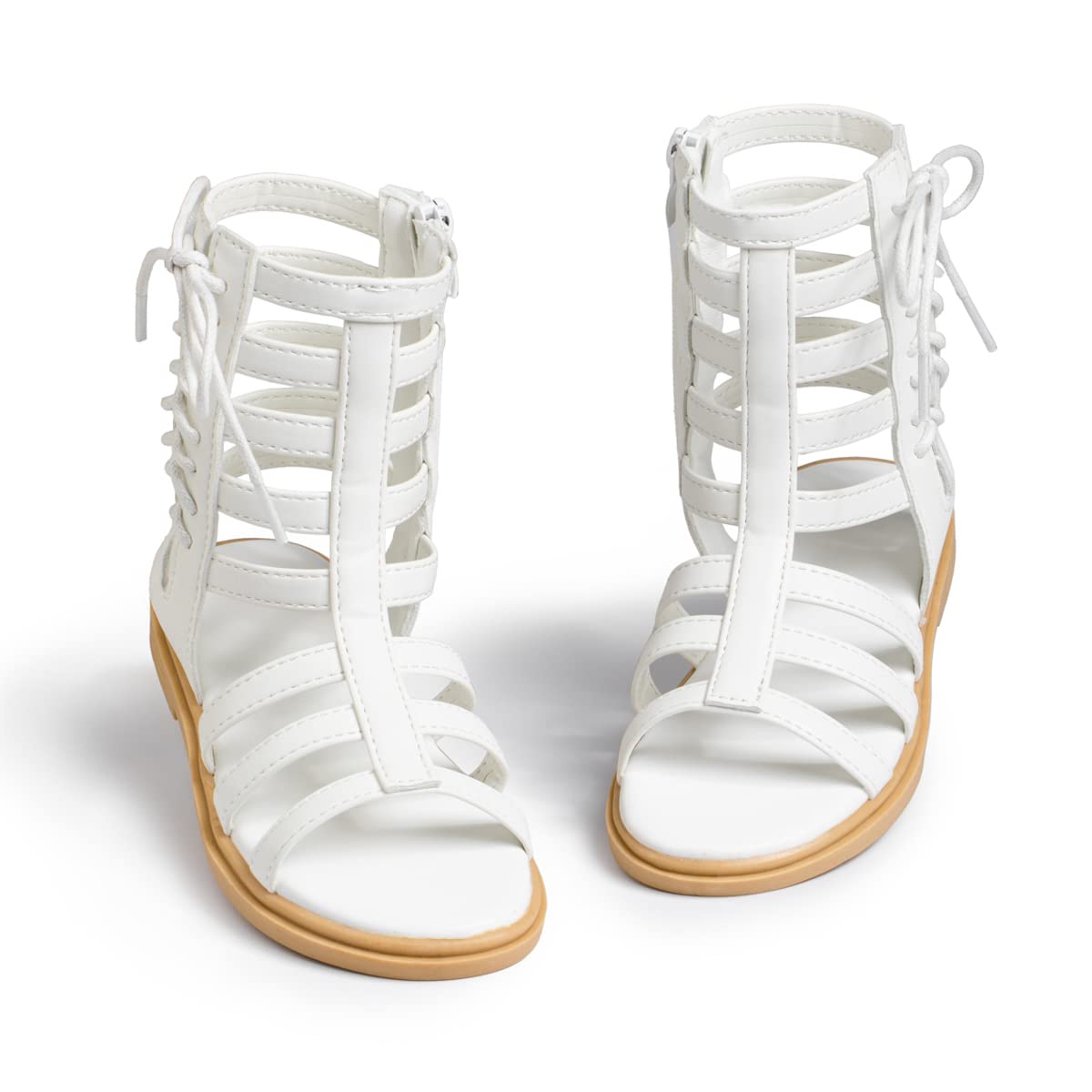 CENCIRILYToddler Girls Sandals Gladiator Shoe Side Zipper Strapped Non Slip Rubber Sole Summer Beach Shoes Outdoor Princess Dress Flats