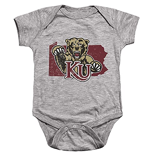 Kutztown University Official State Shape Unisex Infant Snap Suit for Baby,Athletic Heather, 24 Months