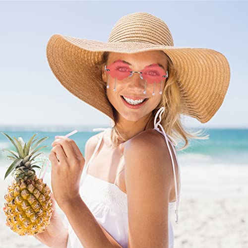 LUOZZY 3Pcs Cloud Sunglasses - Rimless Sunglasses with Rain Drop Vintage 90s Disco Style for Women, Teens, Kids4