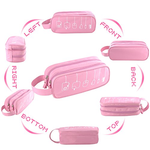 Universal Cable Cord Holder Organizer/Electronics Accessories Case Healthcare & Grooming Kit USB Drive Shuttle-an All in One Travel Organizer (Pink)