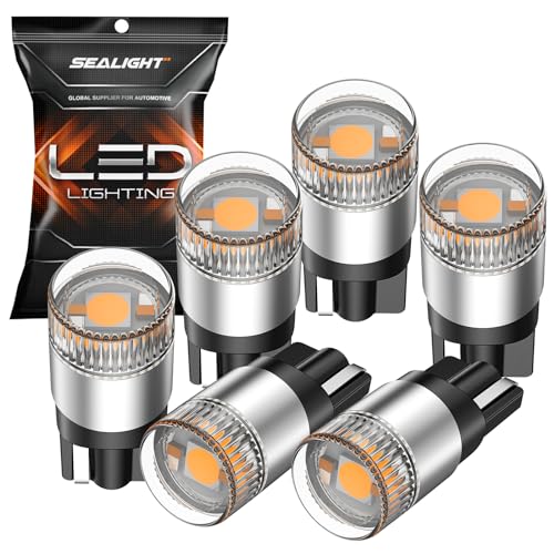 Image of SEALIGHT 194 LED Light Bulbs Amber ＆ Yellow, W5W 168 2825 T10 Car Interior Light Bulb Replacement for License Plate Light, Dome Light, Map Light, Courtesy Light, Pack of 6