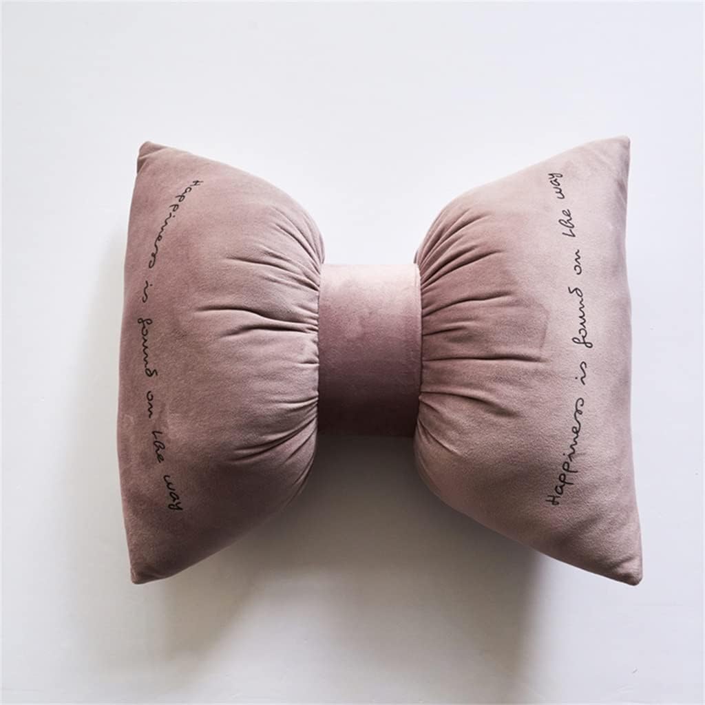 HBJWOV Decorative Bow Pillow with Filling Velvet Back Neck Rest Support Knot Home Decor Soft Travel Bed Sofa(E)