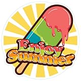Enjoy Summer Ice Cream (2 Pack) Vinyl Decal Sticker - Car Truck Van SUV Window Wall Cup Laptop - Two 5.5 Inch Decals - MKS1873