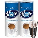 N~Joy Coffee Creamer Powder Easy Pour 16 oz Canisters (Pack of 2) with 20 Pcs Wood Coffee Stirrers