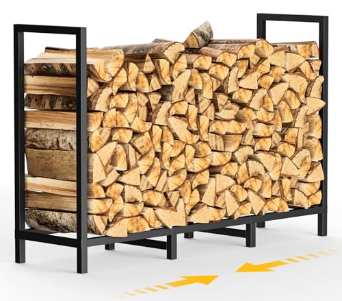 Garbuildman 4ft Heavy-Duty Outdoor Log Store, Firewood Rack with 8 Legs & Adjustable Stacking,...