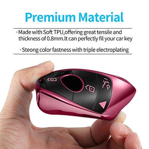 Image of Tukellen for Mercedes Benz Key fob Cover,Special Soft TPU Key Case Protector Compatible with Mercedes Benz 2017-2021 E-Class 2018-2021 S-Class 2019-2021 A-Class C-Class G-Class-Pink