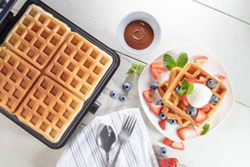 Cucinapro Four Square Belgian Waffle Maker, Extra Large Stainless Steel Kitchen Appliance With Nonstick Waffler Iron Plates, Makes 4 Fluffy Waffles, Griddle Is Great For Family Breakfast Or Gift #TOP1