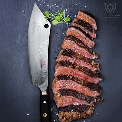 Dalstrong Hybrid Cleaver & Chef Knife - 8 Inch - Shogun Series Elite - The 'Crixus' - Japanese Aus-10V Super Steel Kitchen Knife - Black Handle - Razor Sharp Knife - W/Sheath #TOP7