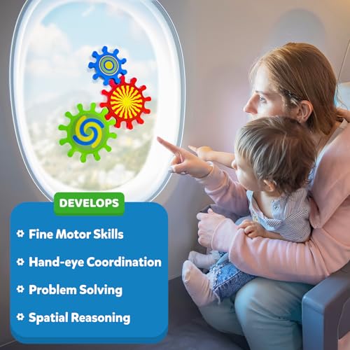 Image of Skillmatics Spinny Gears for Babies - Fun Interlocking Suction Gears for Babies - Sensory & Fine Motor Activity Toy for Window, Table & Bath, Travel Toy for Toddlers 6-36 Months (Set of 5)
