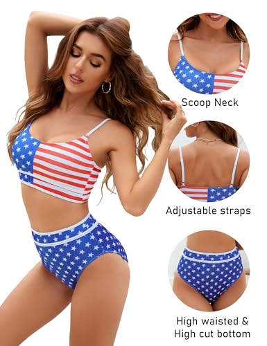Image of BMJL Women's High Waisted Bikini Ribbed Two Piece Swimsuit High Cut Color Block Adjustable Straps Bathing Suit