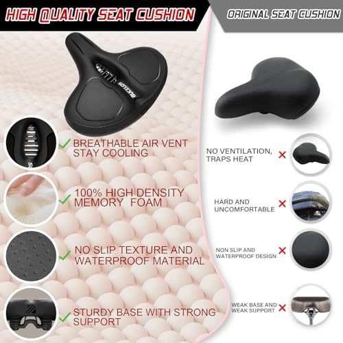 Image of BUCKLOS Wide Bike Seat for Men Women Ebike Seats Comfort Extra Large Comfortable Bicycle Seats Saddle for Ebike /Crusier /Exercise /Peloton Bike