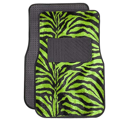 Motorup America Auto Floor Mats (Set of 4) - Green Zebra Animal Print Fits Select Vehicles Car Truck Van SUV - Thumbnail 2