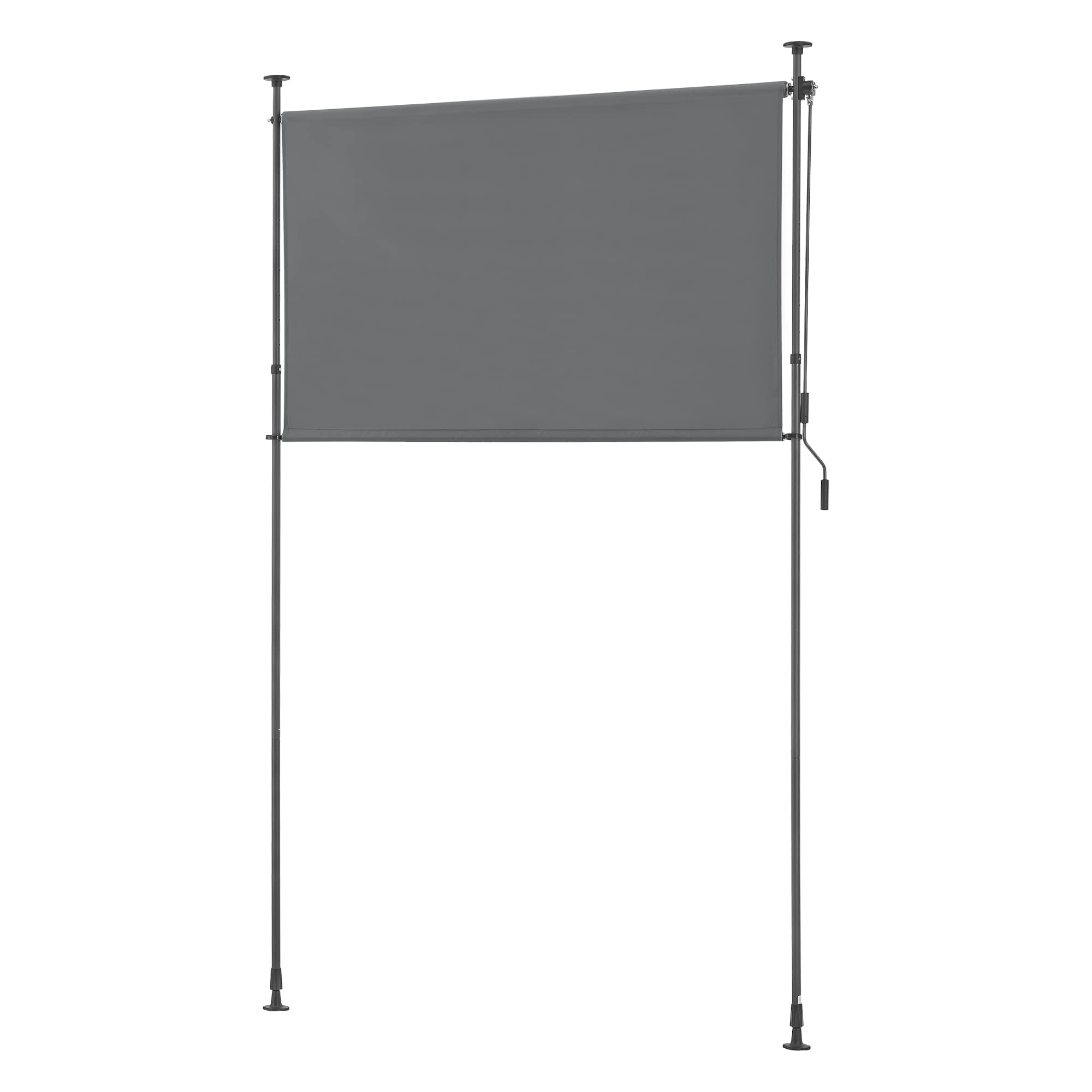 pro.tec Klemmmarkise Cimarra 200 x 270 cm Dunkelgrau Senkrechtmarkise mit Handkurbel ohne Bohren Wind- & Sonnenschutz Außenrollo Balkonrollo Sichtschutz witterungsbeständig Stahlgestell