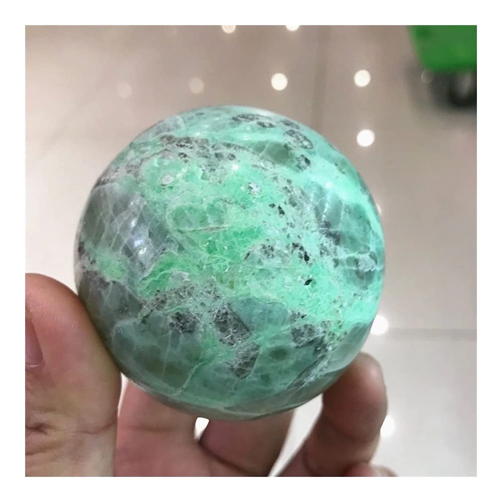 Lleno de Textura Bola de luz de Luna Verde Pulida, Cristal de Natural, Piedras Decorativas, Esfera, Perla Luminosa legendaria, joyería Preciosa Encantadora (Size : 7-8cm)