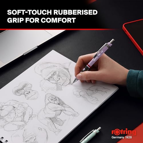 Image of Rotring 0.5mm Mechanical Clutch Lead Pencil | Tikky | for Smooth Writing Drafting Drawing | Orchid Bloom Barrel | Stationery