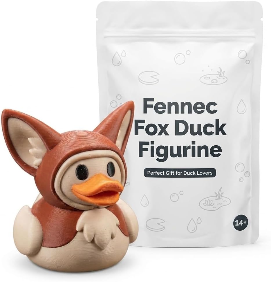 Fennec Fox Duck Collectible Figurine - Unique Animal Hybrid Desk Decor for Home or Office Display - 3D Printed in Canada image 2