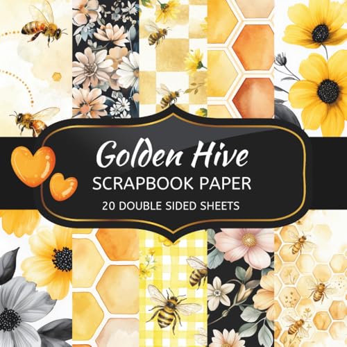 Golden Hive Scrapbook Paper: 20 Sheets Double Sided Color, Decoupage, Junk Journal & DIY Projects, Decorative Craft Paper Pad for Scrapbooking | 8.5 x 8.5 image 2