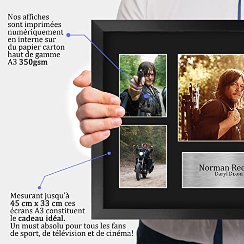 Impression Norman Reedus Walking Dead autographe A3 sous cadre - 4