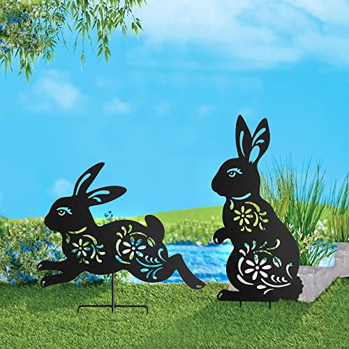 Yy-Ladybug DC-03 Bunny Decorative Garden Stakes Outdoor Metal Bunny Statues Animal Decorative Garden Stakes Bunny Stakes Outdoor Bunny Set Of 2 thumb #2