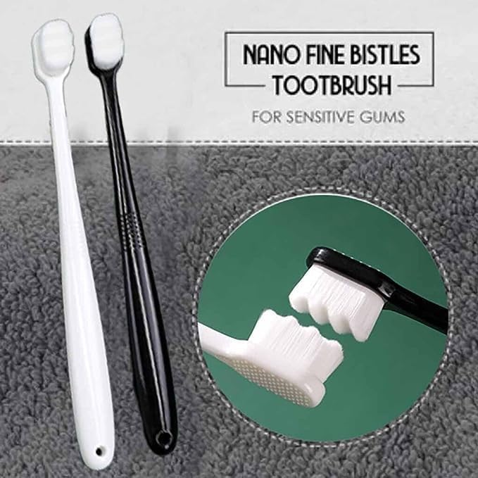 Image of Extra Soft Tooth Brushes For Adults Ultra Soft-Bristled Adult Toothbrush Micro Nano Soft Bristle Perfect For Kid Children Sensitive Teeth /Gum Person, Manual, (Multicolour) (2)