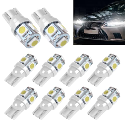 10 Pack Bombillas LED 194 T10 6-SMD 3030 Chip Blanco