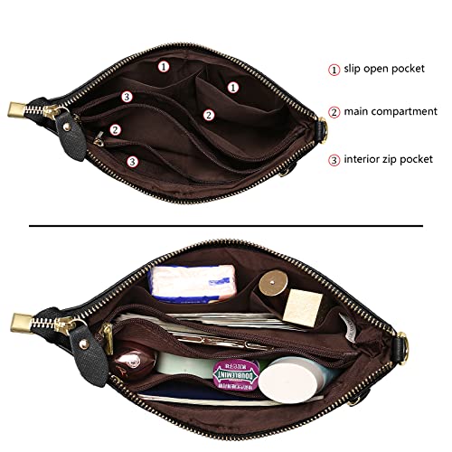 Image of Uromee Wristlet Wallet Clutch Purses for Women Genuine Leather Crossbody Bag Handbag with Detachable Shoulder Chain
