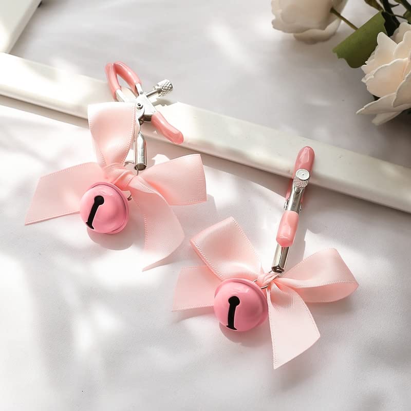 Verstelbare tepelklemmen met bel en strik (zwart) - Afbeelding 4