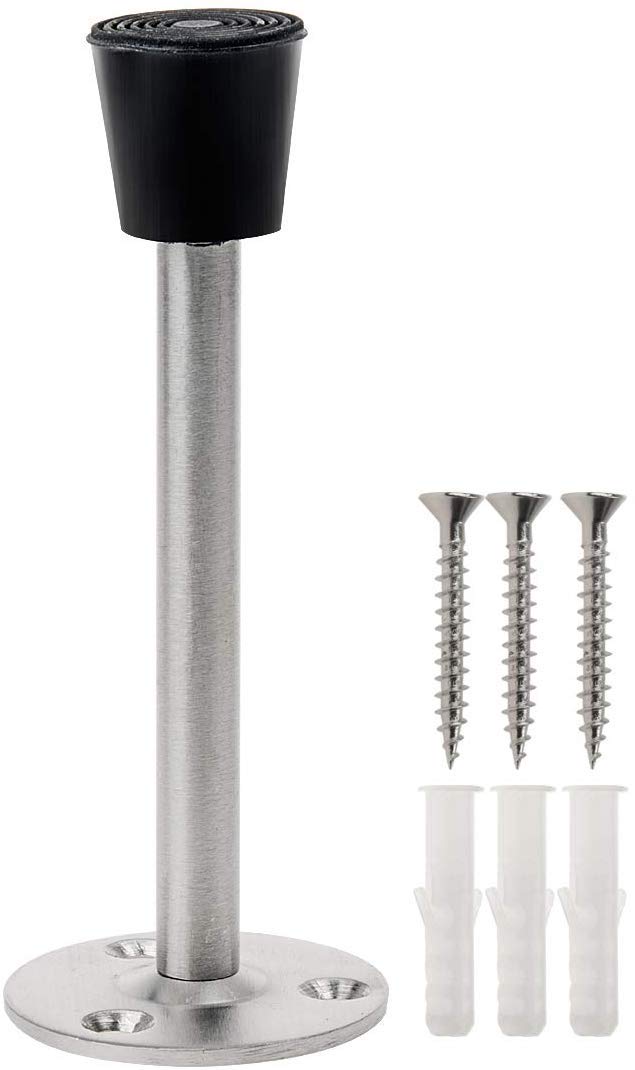 PENCK Door Stop Wall Mount Door Stopper 4.5inch 201 Stainless Steel Doorstop Protective Door and Wall Rubber Tip Design Mute