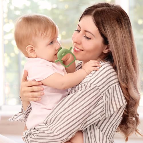 Image of 2 Pack Baby Teething Toys for 0-6 6-12 Months, Never Drop Infant Teether Teething Mitten Toys for 0 3 6 9 12 Months, Newborn Soothing Teething Toy Gifts for 1 One Year Old Baby Boys Girls