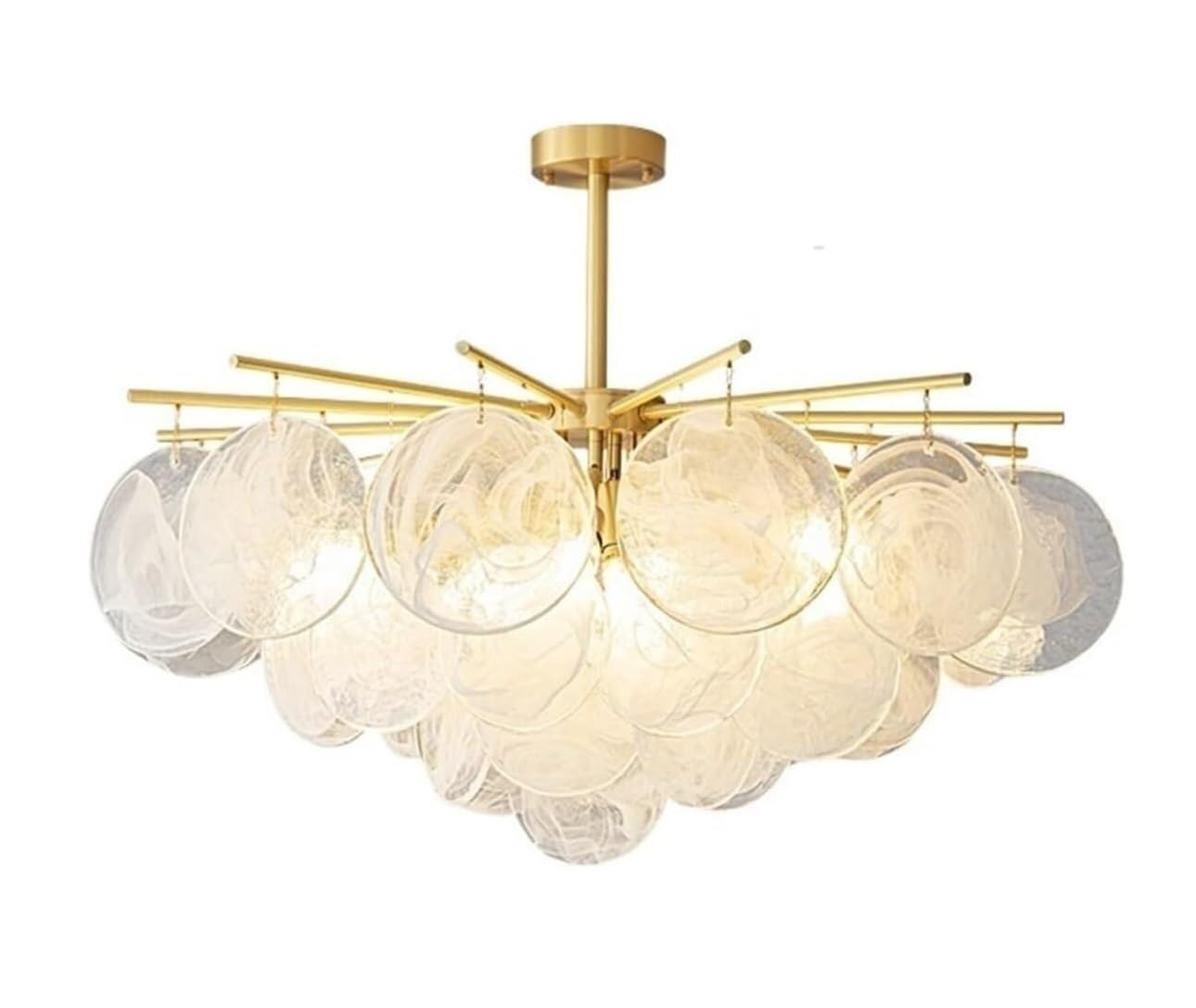 CVdrtyED Kitchen Chandeliers Ceiling Light Glass Chandelier Copper Ceiling Light American Pendant for Bedroom Kitchen Living Room Dining Hanging Lamp(Gold,85cm)