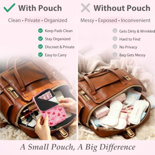 Image of KJQJLY 2 Pack Portable Tampon Organizer Bag Tampon Holder & Storage Case with Zipper for Travel, Discreet Period Bag for Purse, Waterproof Feminine Products Pouch for Women (Love)