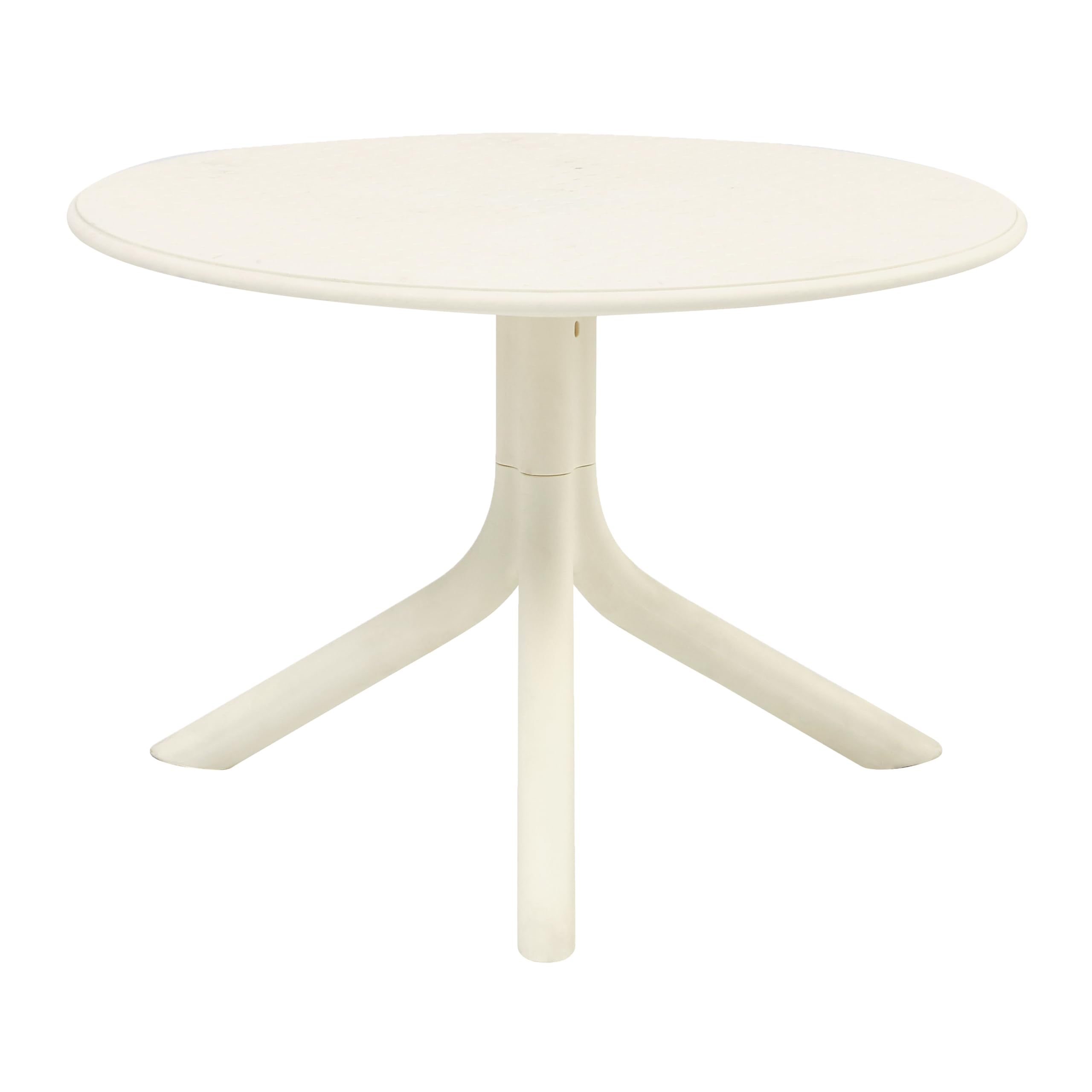 Brigros - Tavolo Rotondo in Polipropilene Resistente ai Raggi UV da Giardino e Balcone, Bianco, 60x60x41 cm